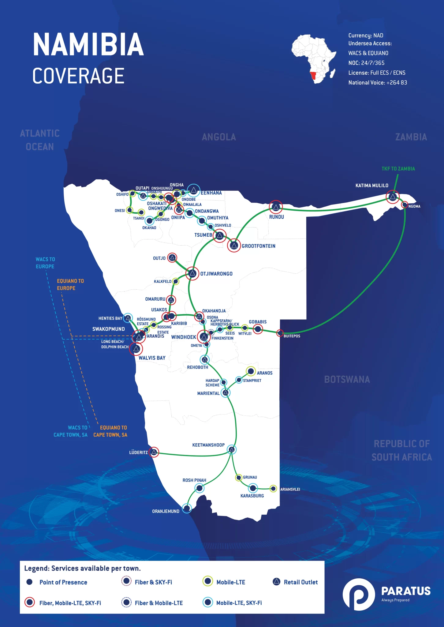 Image showing Internet connectivity provided by Paratus Namibia
