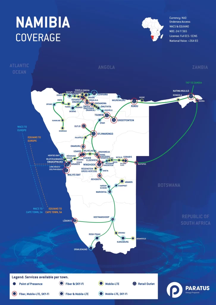 Paratus Namibia Coverage Map