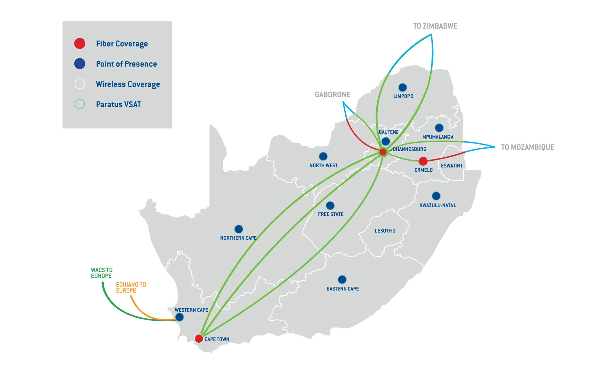 Paratus South Africa Coverage Map