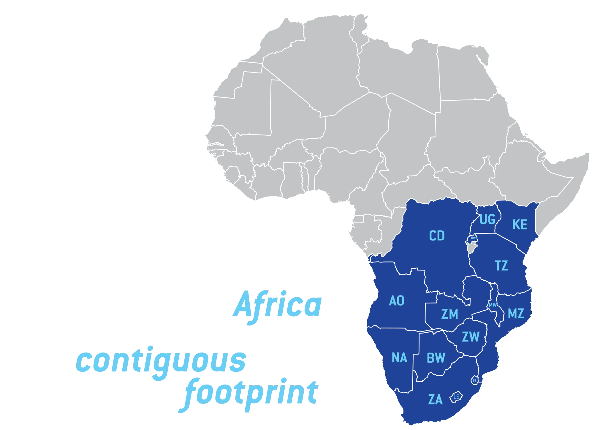 A map showing you Paratus' internet connectivity footprint
